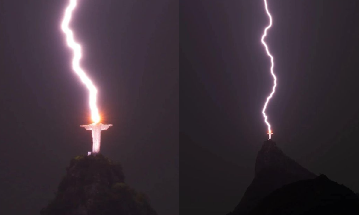 A foto do raio no Cristo Redentor que impressionou Will Smith e Viola Davis